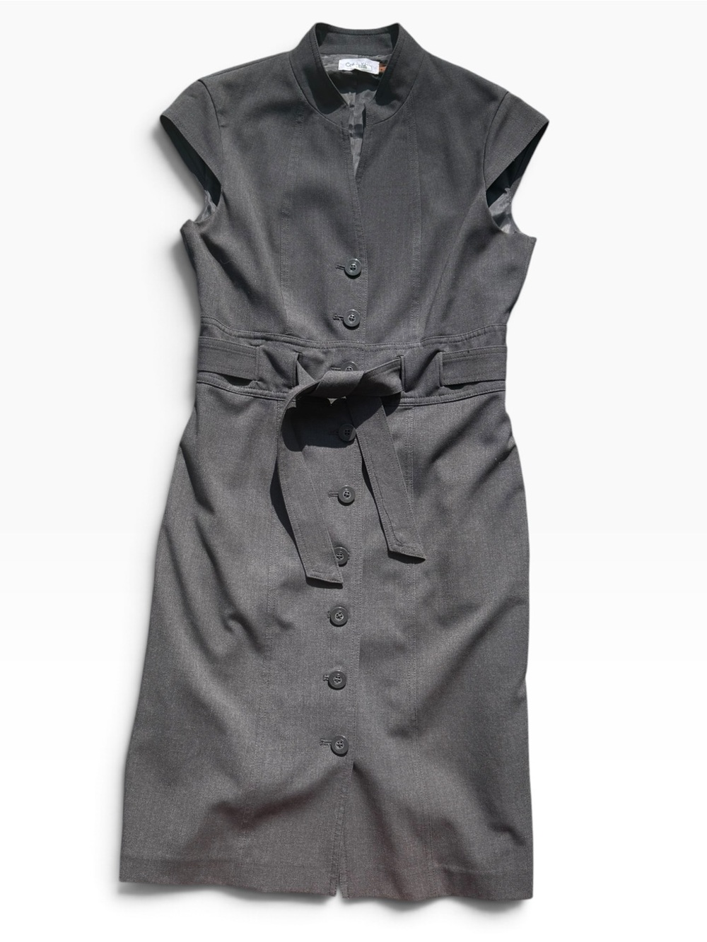 Calvin Klein Charcoal Sleeveless Button-Front Belted Dress
